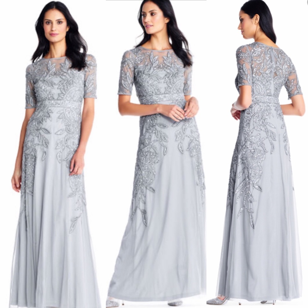 Adrianna Papell beaded floral long dress